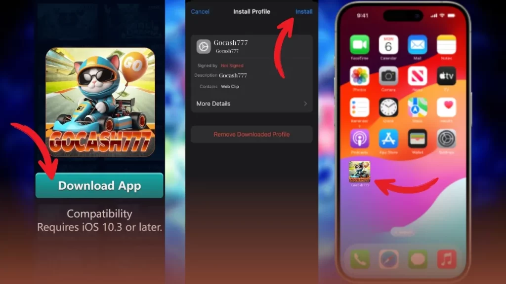 Install Gocash777 App iOS