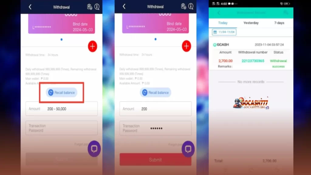 Gocash777 Casino Withdrawal Step 02